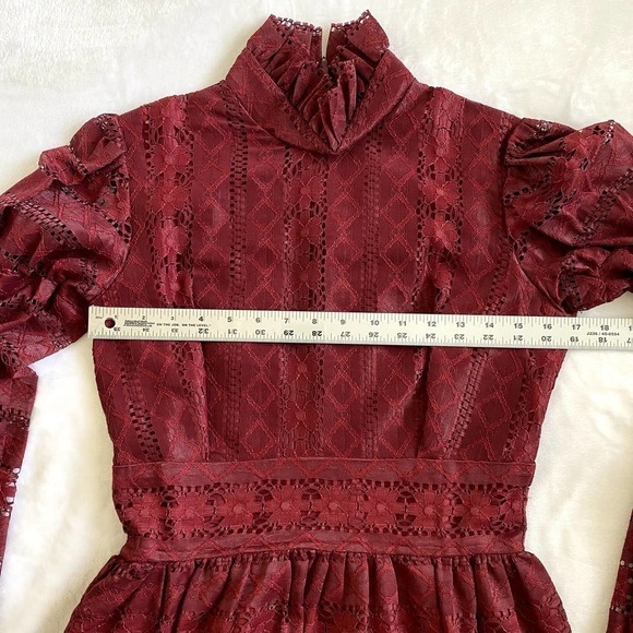 Joy Stevens | Vintage 70s Long Sleeve Lace Maxi Dress | Size: Small (Approx) - Picture 8 of 11